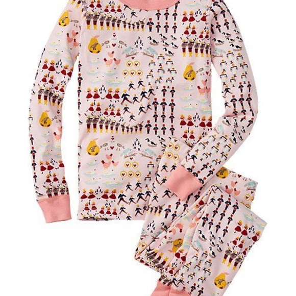NWT Hanna Andersson Twelve Days of Christmas Girls Long John Pajamas PJs 2PC
